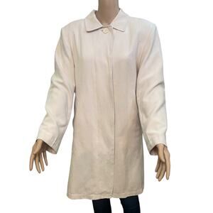 Fuda Faux Suede Coat Large Pale Pink Button Down Lightweight Classic Minimalist